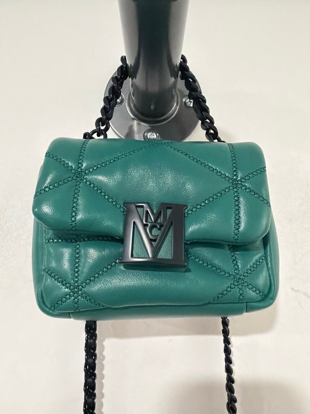 MCM Mini Leather Quilted Crossbody Shoulder Bag Teal Green